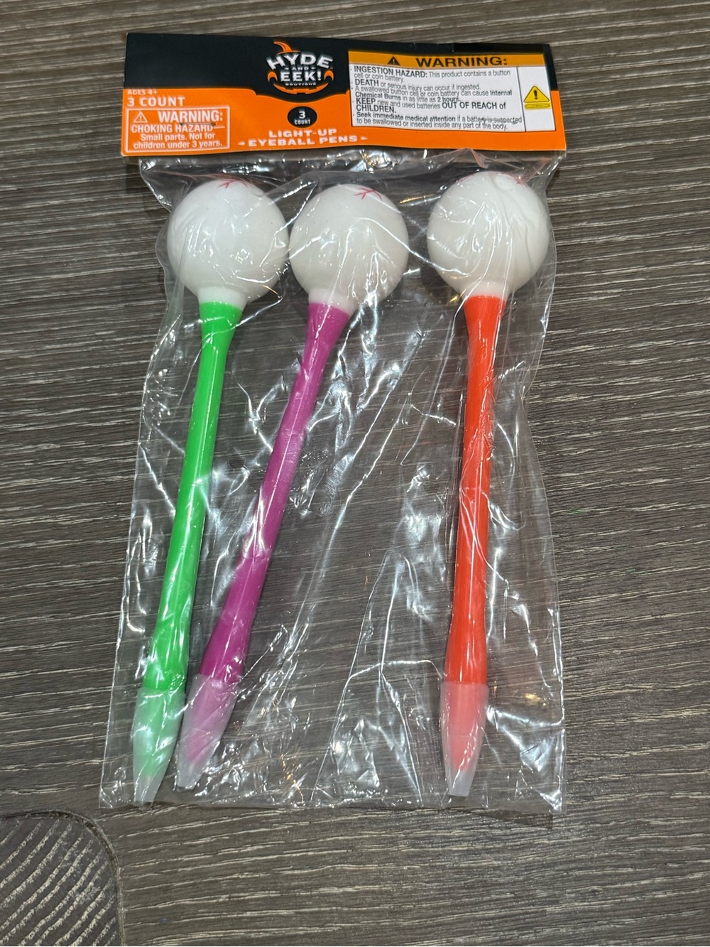 NWT Hyde & Eek Boutique Halloween Light-Up Eyeball Pens 3-Pack